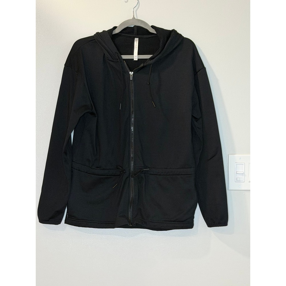 Fabletics Womens Black Full Zip Cinch Waist Hoodie Jacket XS